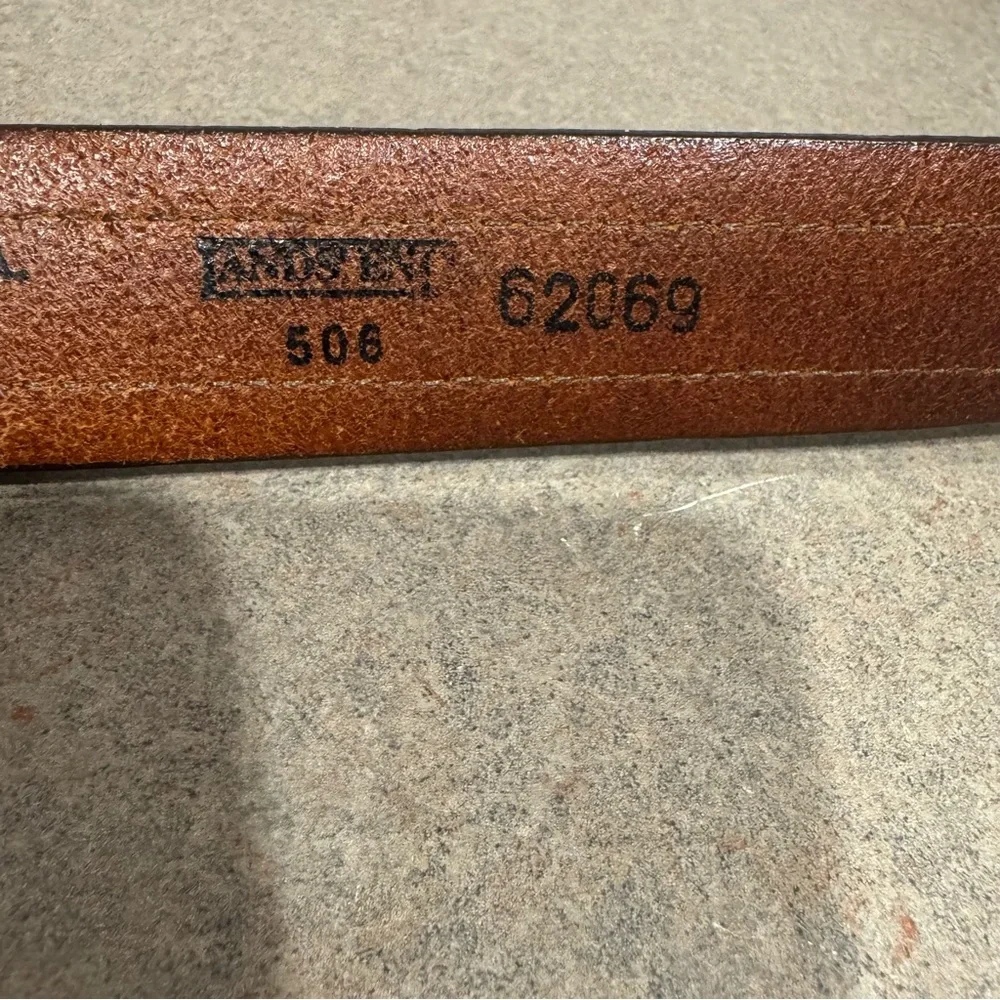 Lands’ End Vintage Men’s Woven Print Brown Leather Belt Size 40/100 Made in USA